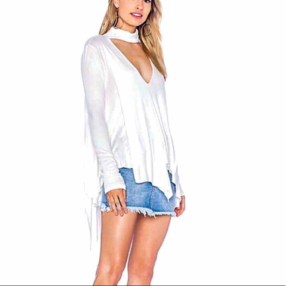 NEW FREE PEOPLE White Uptown Turtleneck Top Small - Picture 3 of 9